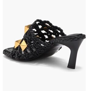 Valentino Garavani Roman Stud 90mm Woven Sandals – Black – Size EU 36 / US 6